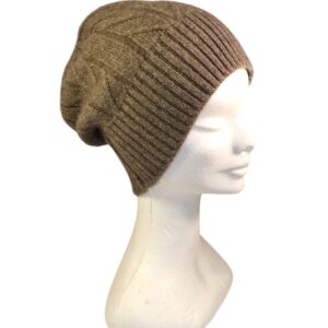 Bonnet torsadé à revers côtelé, 100% en yak de duvet, taille unique, unisex