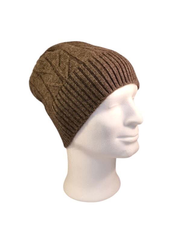 Bonnet torsadé à revers en côtes