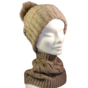 Bonnet en cachemire avec pompon