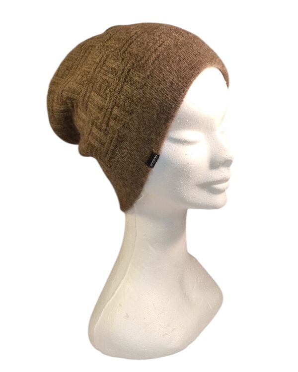 Bonnet doublé en duvet de yak- couleur cappuccino