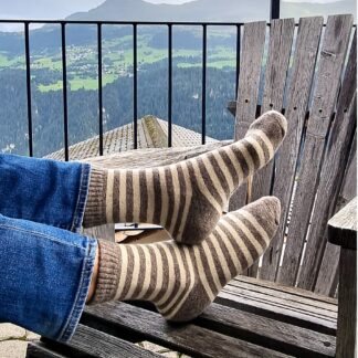 Chaussettes en pure laine de mouton, rayées
