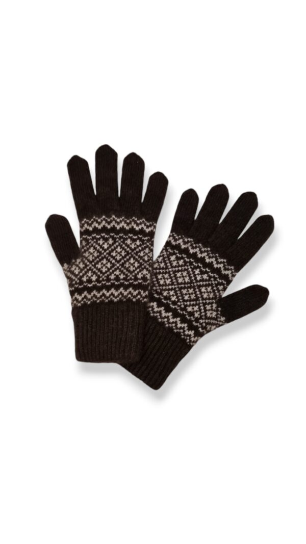 Gants doublés à motif jacquard en duvet de yak