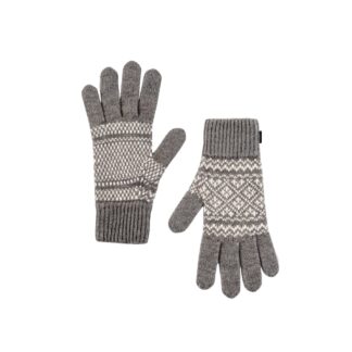 Gants en duvet de yak, motif jacquard, gris